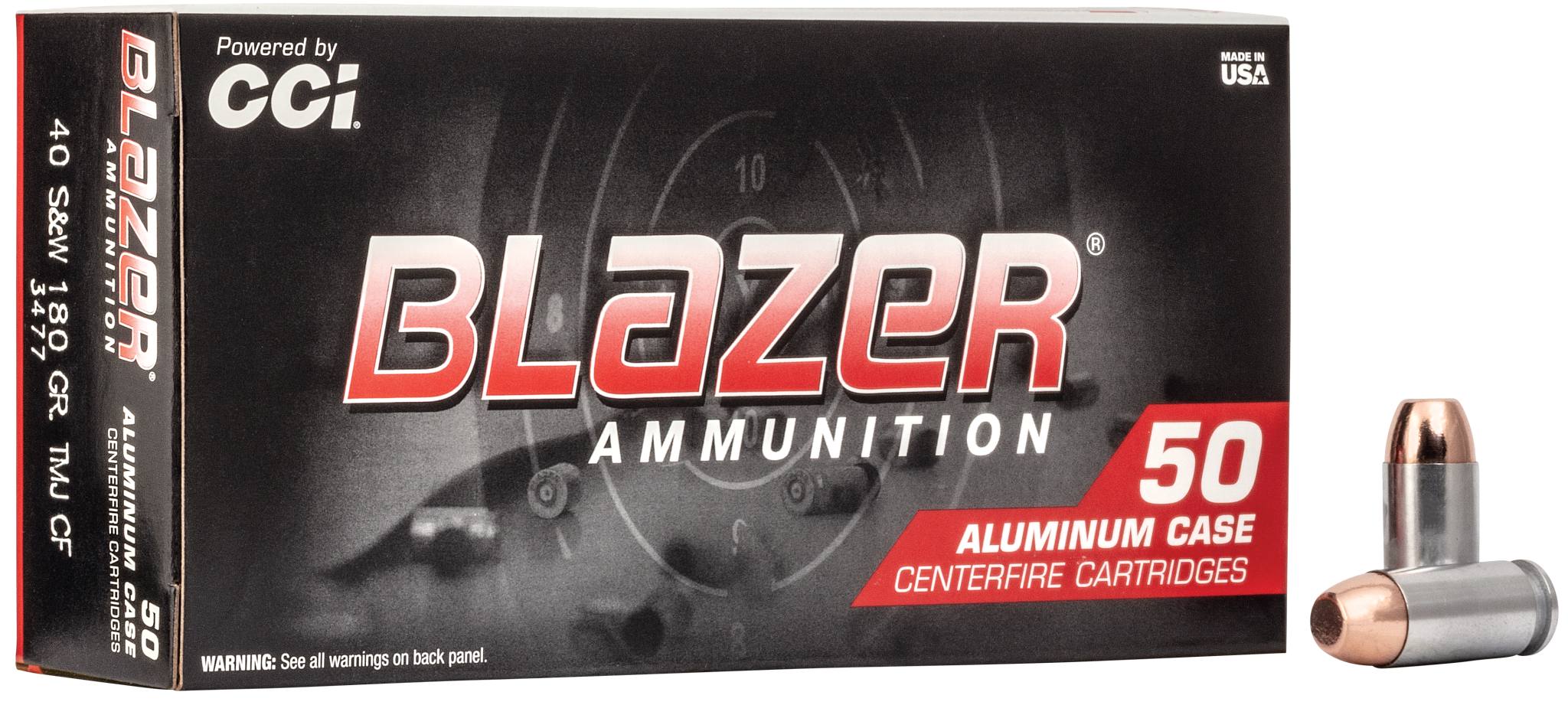 CCI Blazer Brass Clean-Fire .40 S&W 180gr TMJ 50rd