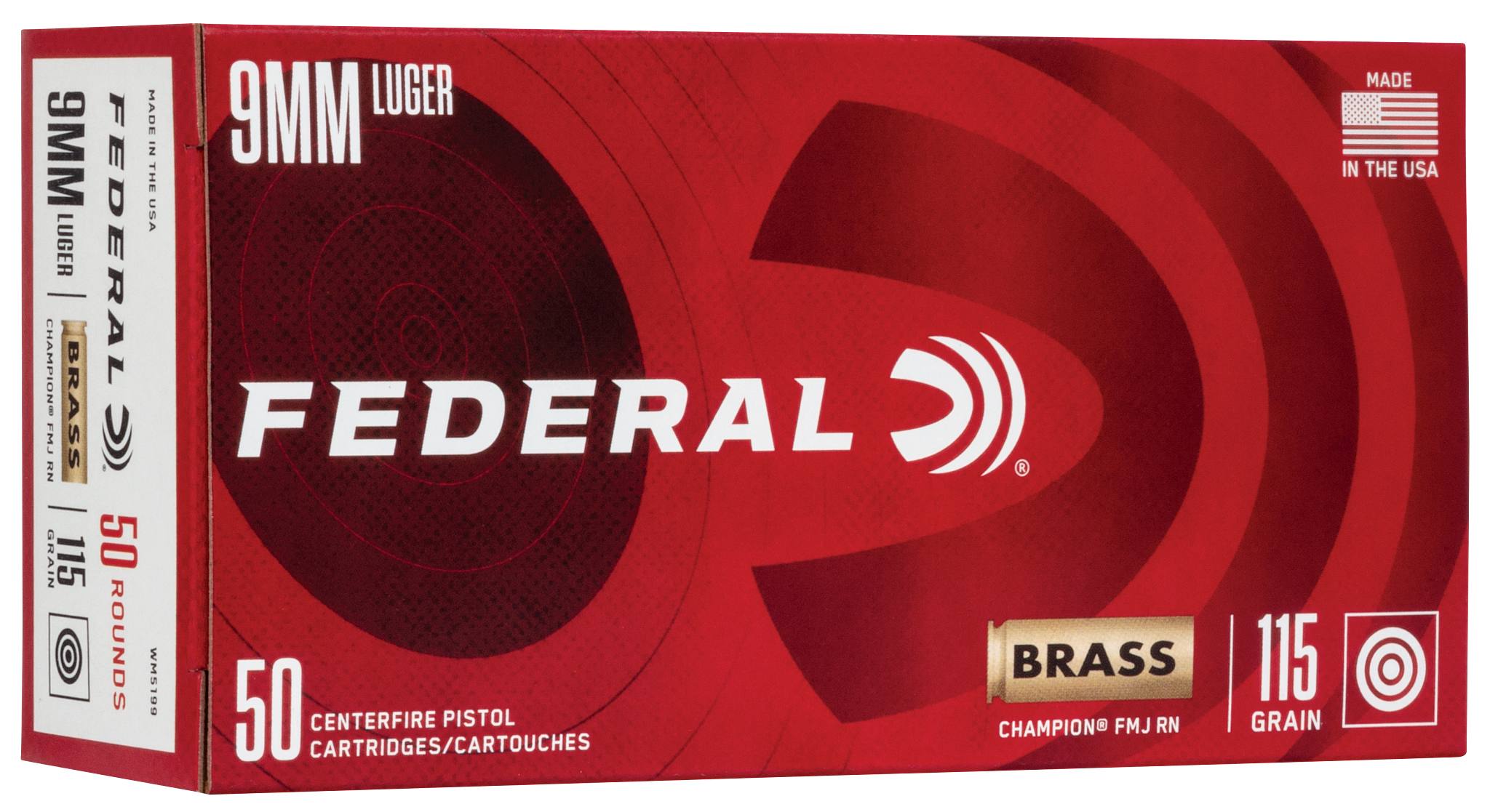 Federal Champion 9mm Luger 115gr FMJ 1000rd Case