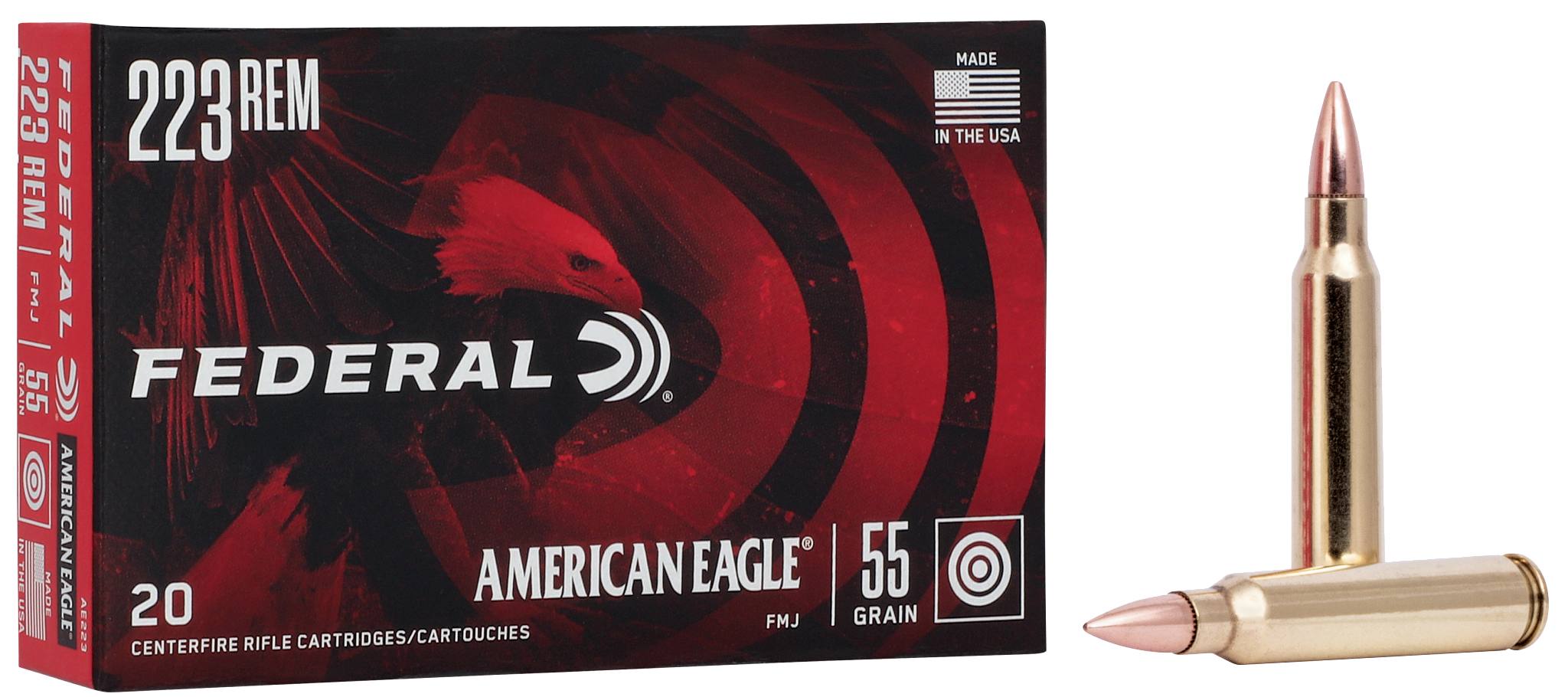 Federal American Eagle .223 Rem 55gr FMJ 500rd Case